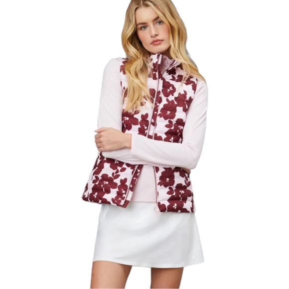 G/FORE *FINAL DROP* Floral Hybrid Quilted Vest NWT pink flowers warm! 🛍️ - Picture 3 of 9